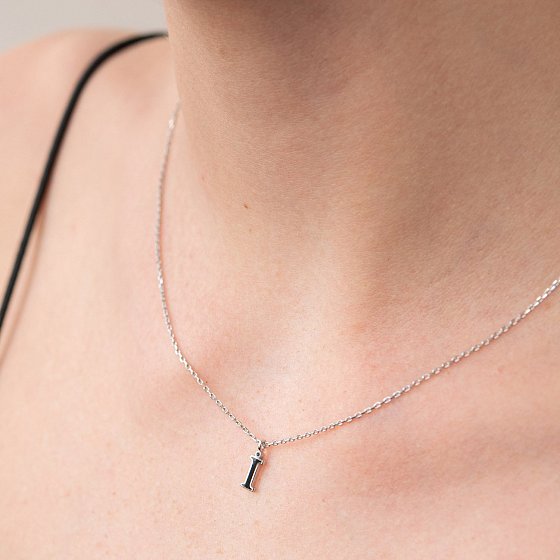 Серебряное колье с буквой І 18621ч №3