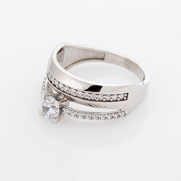 Золотое кольцо с фианитами к04894 от ювелирного магазина Оникс - 2