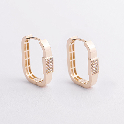 Сережки "Marta" з фіанітами (жовте золото) с09585