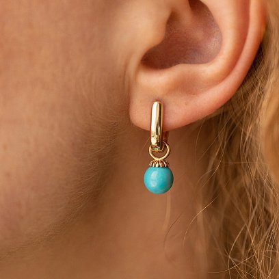 Сережки з бірюзою (жовте золото) с08547 №3