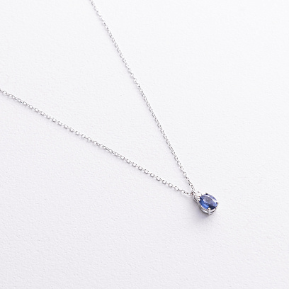 Колье в белом золоте (бриллиант, сапфир) колб0194sm №2