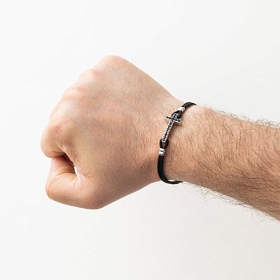 Чоловічий браслет "Хрест" з чорною шпінеллю ZANCAN SXB010-NE №6