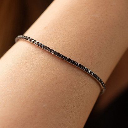 Браслет Теннис в белом золоте с черными бриллиантами 542511222 №6