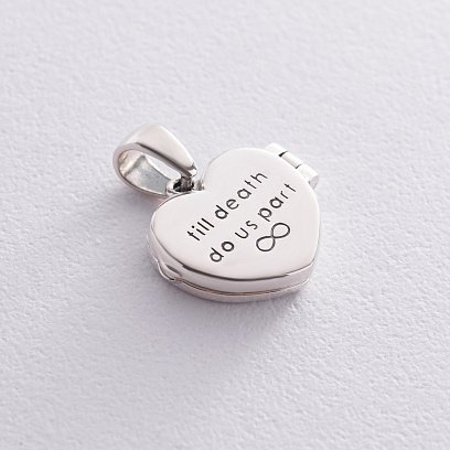 Серебряный кулон "Сердечко. Till death do us part - пока смерть не разлучит нас" для фотографии 7352