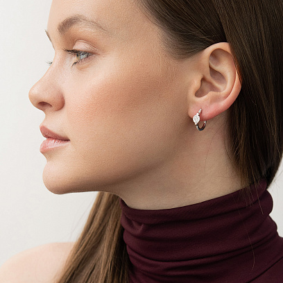 Золотые серьги "Цветочки" (бриллианты) сб0624lg №4