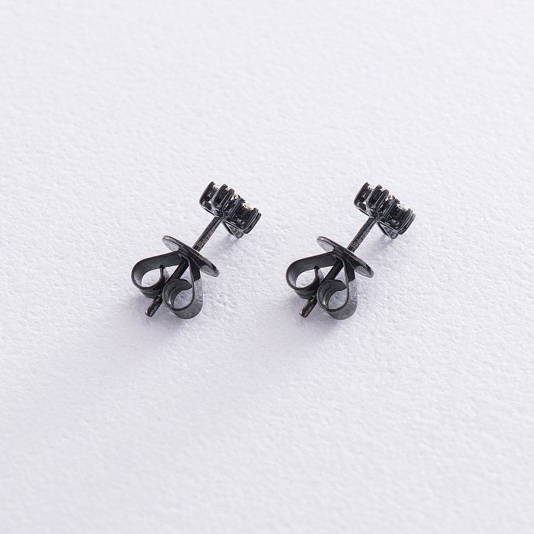 Золоті сережки-пусети з хрестиками (діамант) сб0241ch від ювелірного магазину Онікс - 2