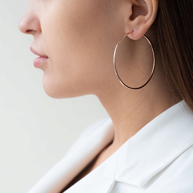 Серьги - кольца в красном золоте (5.4 см) с01881 от ювелирного магазина Оникс - 1