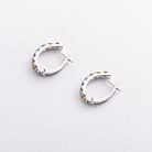 Золоті сережки з доріжкою різнокольорових натуральних каменів с09570 от ювелирного магазина Оникс - 1