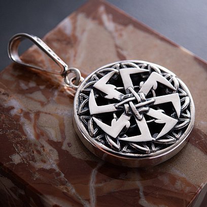 Серебряный кулон "Оберег Коловрат со Звездой Руси" 169 №5