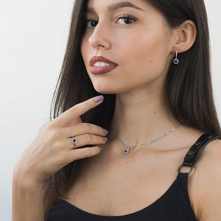 Золотое кольцо с сапфиром и бриллиантами LDR0589-p от ювелирного магазина Оникс - 4