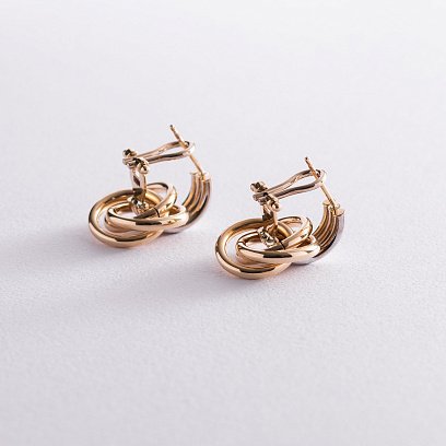 Золотые серьги с итальянской застежкой с01290 №3