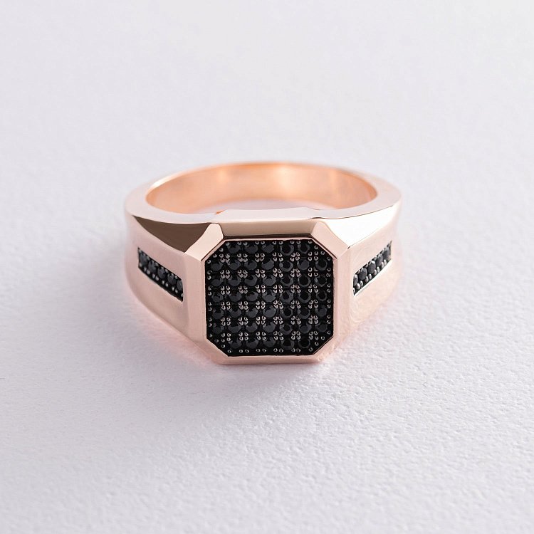 Мужская печатка в красном золоте (фианиты) к06191 от ювелирного магазина Оникс