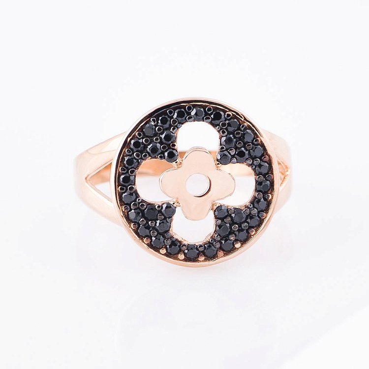 Золота каблучка "Конюшина" к05186 від ювелірного магазину Онікс - 2