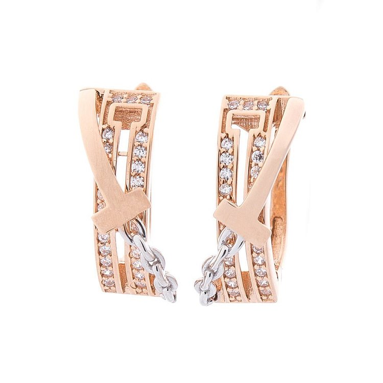 Золотые серьги с фианитами с05324 от ювелирного магазина Оникс