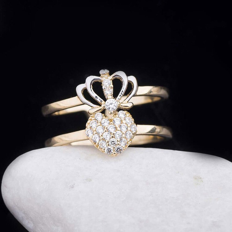 Ексклюзивна золота каблучка з фіанітами к03639 від ювелірного магазину Онікс - 4