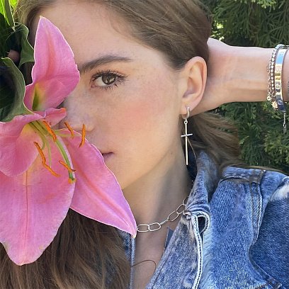 Серебряные серьги "Кресты" 122591 №5