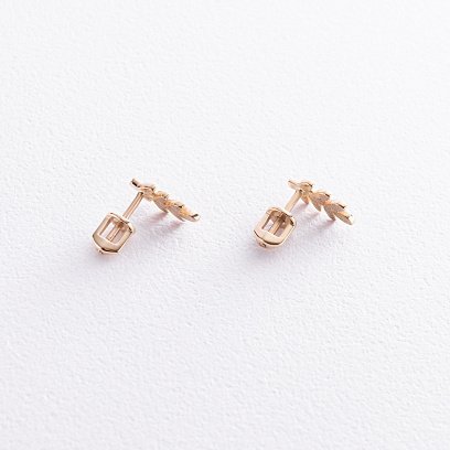 Сережки - пусети "Гілочки" у жовтому золоті с08485 №3