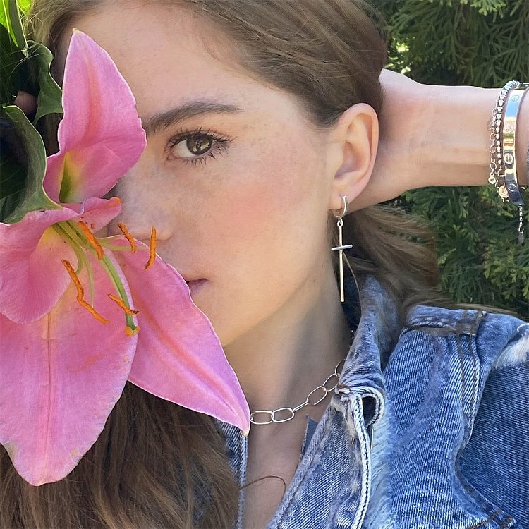 Серебряные серьги "Кресты" 122591 - 7 Серебряные серьги "Кресты" 122591 от ювелирного магазина Оникс - 7