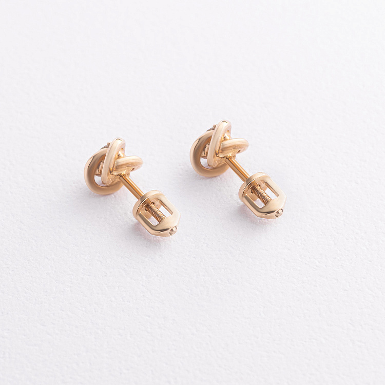 Сережки - пусети з діамантами (жовте золото) сб0371 від ювелірного магазину Онікс - 2