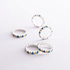 Серебряное кольцо с дорожкой голубых и желтых камней 112664 от ювелирного магазина Оникс - 3