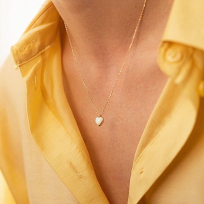 Кольє "Сердечко" з синт. опалом (жовте золото) кол02412 №4