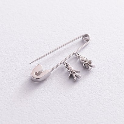 Золотая булавка "Мальчик и девочка" (фианиты) зак00324