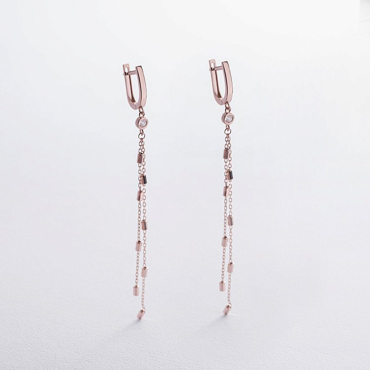 Висячі сережки з червоного золота с08632 від ювелірного магазину Онікс