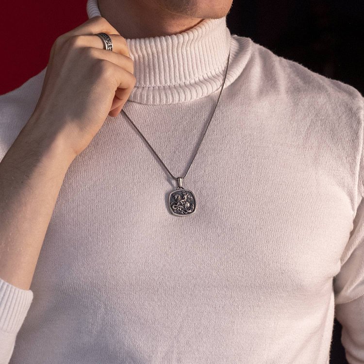 Срібний кулон "Георгій Переможець" (можливе гравіювання) 133189 від ювелірного магазину Онікс - 7