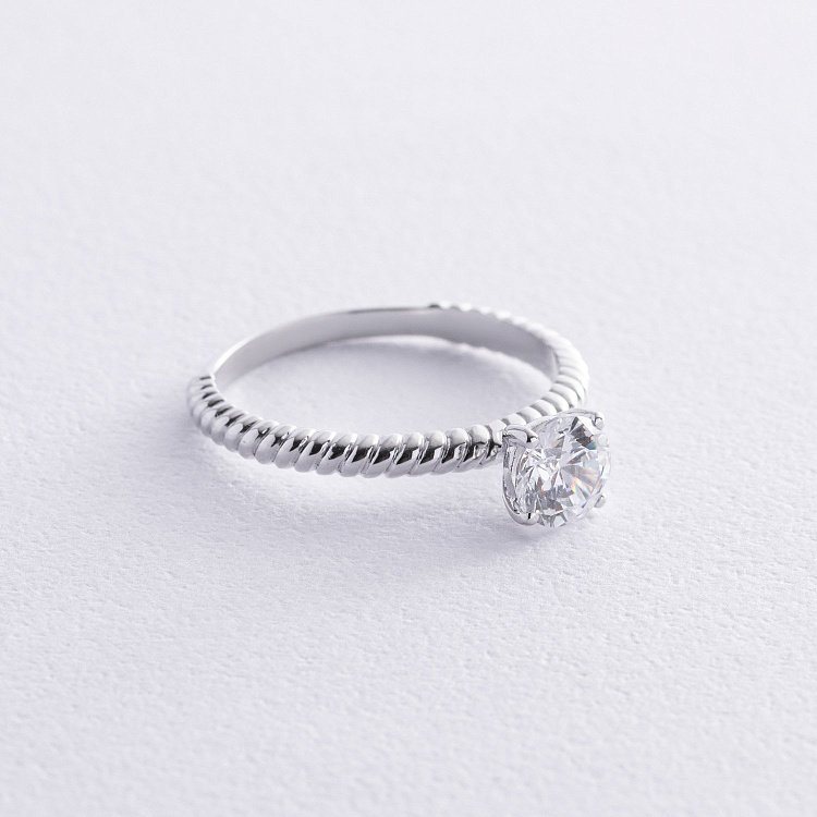 Помолвочное золотое кольцо с фианитом к07639 от ювелирного магазина Оникс - 4