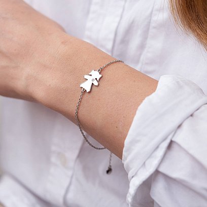 Браслет "Дівчинка" у білому золоті (можливе гравіювання) з2077б №2