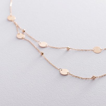 Золотое двойное колье с монетками кол01391 №3