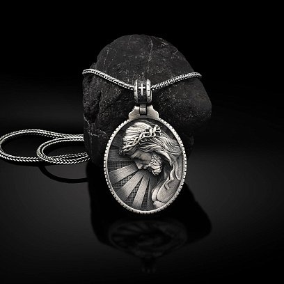 Серебряный кулон "Иисус Христос в терновом венце" 133183