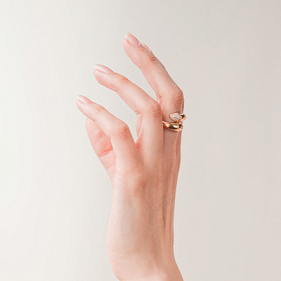 Кольцо "Rosemarie" в красном золоте (фианиты) к08255 №4