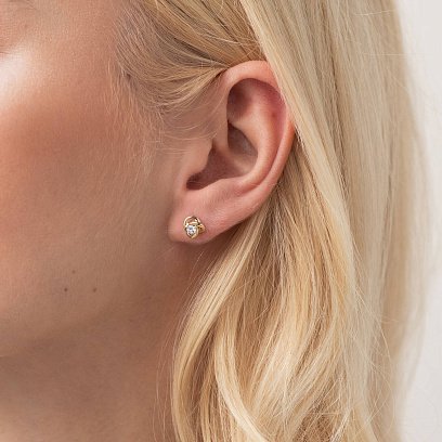 Золоті сережки - пусети з фіанітами с07701 №4