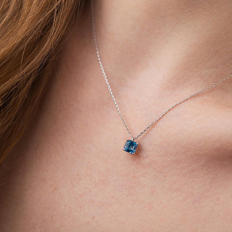 Золотое колье "Альма" (голубой фианит) кол02373 от ювелирного магазина Оникс - 6