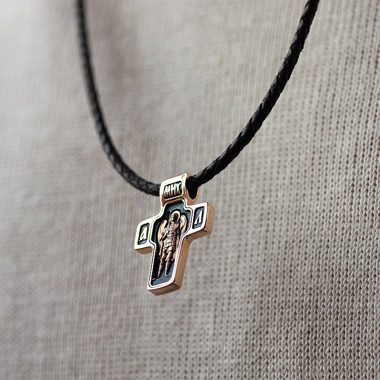 ﻿Золотий хрест "Спас Нерукотворний. Архангел Михаїл" п02935 від ювелірного магазину Онікс - 3