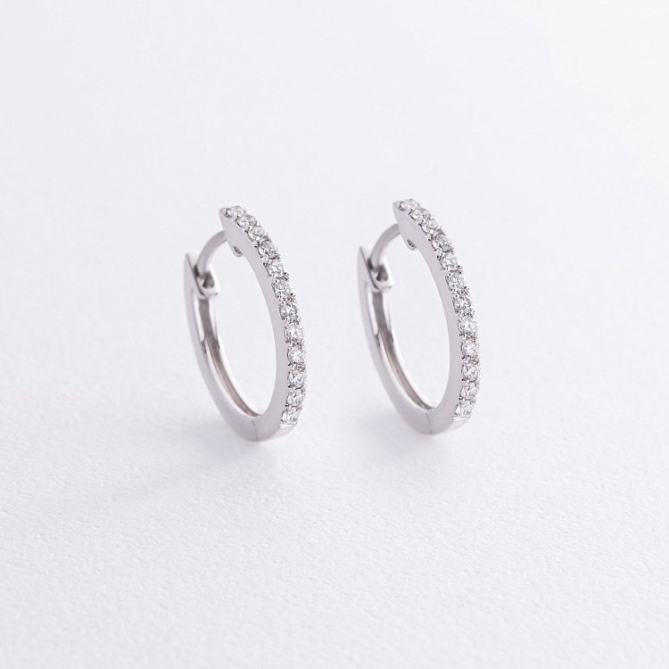 Золотые серьги - кольца с бриллиантами сб0541cha от ювелирного магазина Оникс