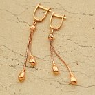 Золоті жіночі сережки довгі з крапельками с02809 от ювелирного магазина Оникс