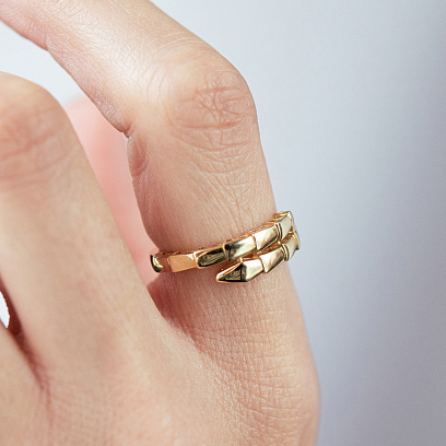 Кольцо "Змея" в желтом золоте к08308 №4