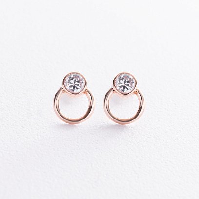 Сережки - пусети "Ейпріл" з фіанітами (червоне золото) с08232