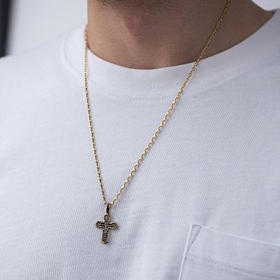 Хрест "Розп'яття" у жовтому золоті п03876 №4