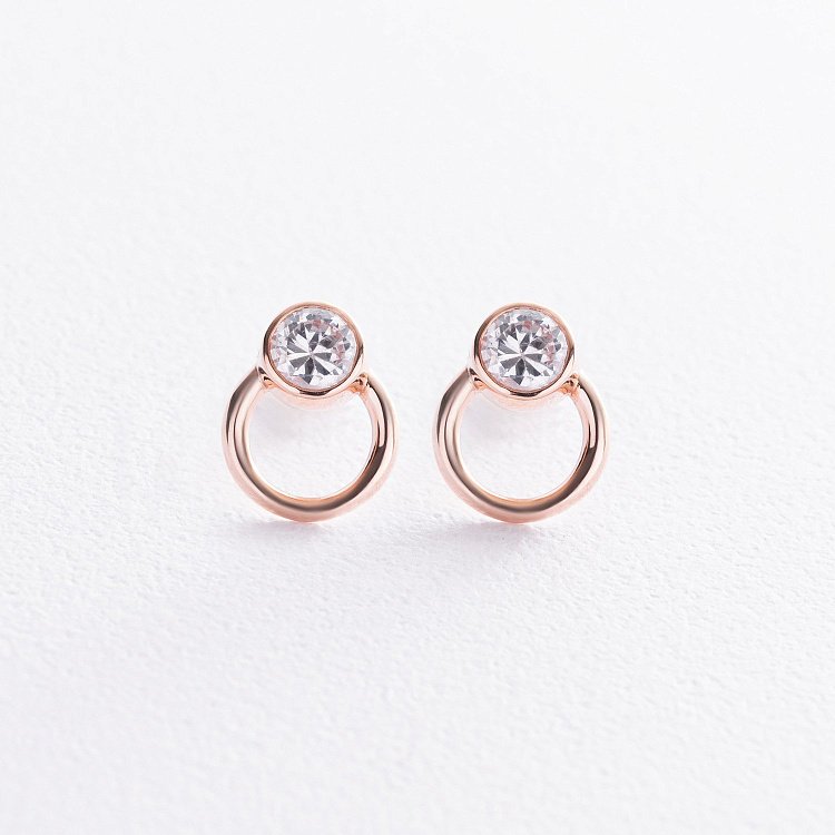 Сережки - пусети "Ейпріл" з фіанітами (червоне золото) с08232 від ювелірного магазину Онікс