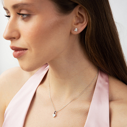 Золоте кольє "Сердечко" з діамантами і рубінами колб0186va №6