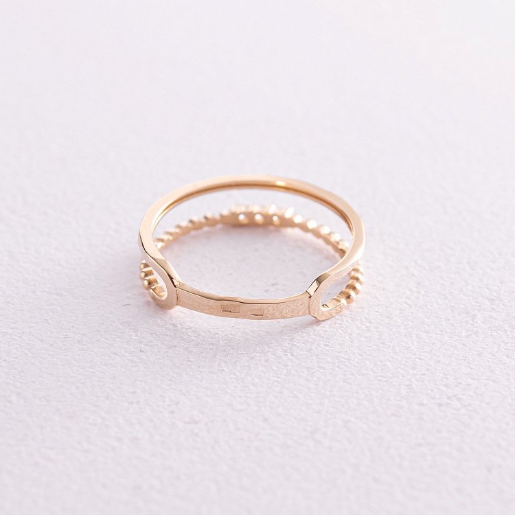 Подвійна каблучка "Міріам" з фіанітами (жовте золото) к07114 від ювелірного магазину Онікс - 5