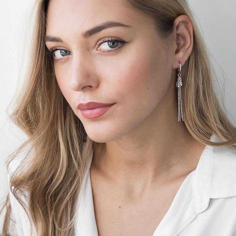 Серебряные серьги без камней 122234 от ювелирного магазина Оникс - 2