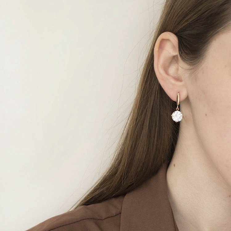 Золоті сережки з фіанітами с04310 від ювелірного магазину Онікс - 2