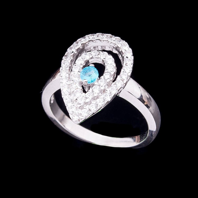 Срібний перстень з фіанітами к032 - 3 Срібний перстень з фіанітами к032 від ювелірного магазину Онікс - 3