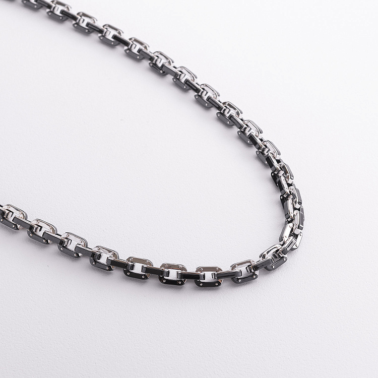 Чоловічий срібний ланцюжок (кераміка, фіаніти) 1728 від ювелірного магазину Онікс