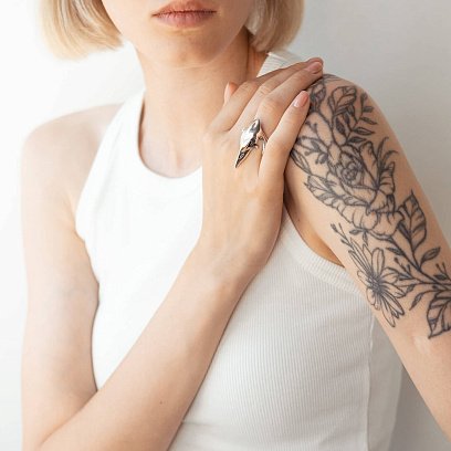 Срібна каблучка "Череп ворона" 11713 №4