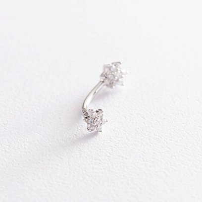 Срібний пірсинг в пупок "Квіточки" 26010 №2